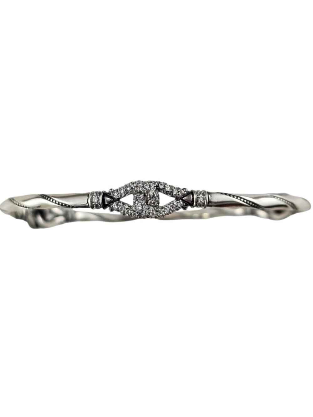 Scott Kay Sterling Silver and Diamond Station Bangle Bracelet #25609